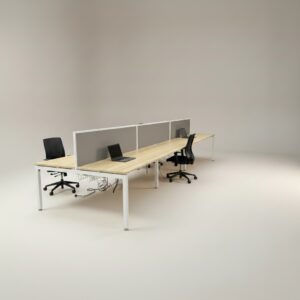 Pod of 6 Workstation Desk with Privacy Screens